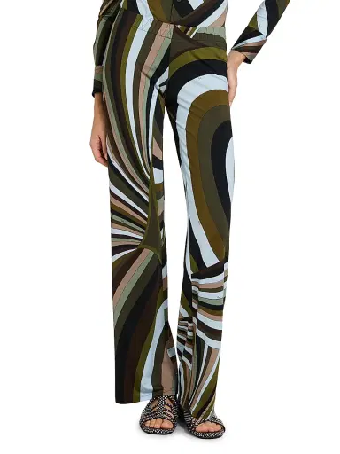 Pucci Women's L'Alba Printed Jersey Satin Regular-Fit Pants - Khaki Blue | Thumbnail 3 Pucci Women's L'Alba Printed Jersey Satin Regular-Fit Pants - Khaki Blue | Thumbnail 3