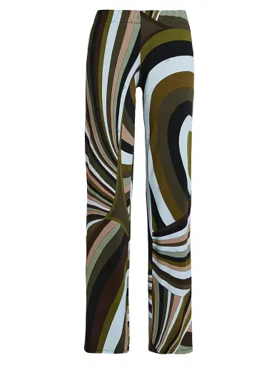 Pucci Women's L'Alba Printed Jersey Satin Regular-Fit Pants - Khaki Blue | Thumbnail 1 Pucci Women's L'Alba Printed Jersey Satin Regular-Fit Pants - Khaki Blue | Thumbnail 1