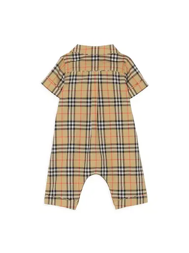 Burberry Baby Boy's Check Coveralls - Sand 6 Months | Thumbnail 2 Burberry Baby Boy's Check Coveralls - Sand 6 Months | Thumbnail 2