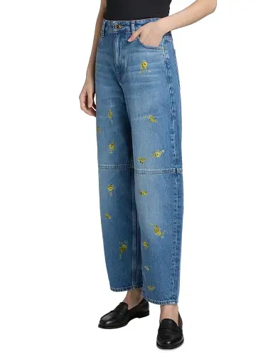 Ganni Women's Printed Flower Stary Barrel-Leg Jeans | Thumbnail 4 Ganni Women's Printed Flower Stary Barrel-Leg Jeans | Thumbnail 4