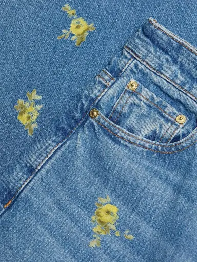 Ganni Women's Printed Flower Stary Barrel-Leg Jeans | Thumbnail 7 Ganni Women's Printed Flower Stary Barrel-Leg Jeans | Thumbnail 7