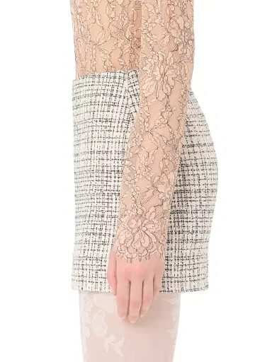 Valentino Garavani Women's Mini Skirt in Square Tweed - Vanilla Black | Thumbnail 4 Valentino Garavani Women's Mini Skirt in Square Tweed - Vanilla Black | Thumbnail 4