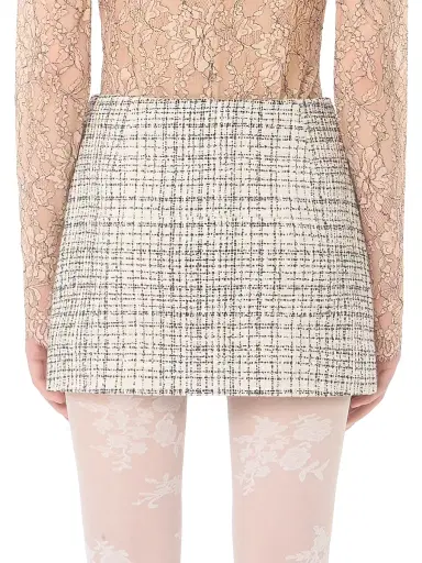 Valentino Garavani Women's Mini Skirt in Square Tweed - Vanilla Black | Thumbnail 5 Valentino Garavani Women's Mini Skirt in Square Tweed - Vanilla Black | Thumbnail 5