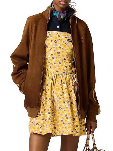 Miu Miu Women's Waxed Suede Jacket - Brown | Thumbnail 2 Miu Miu Women's Waxed Suede Jacket - Brown | Thumbnail 2
