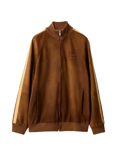 Miu Miu Women's Waxed Suede Jacket - Brown | Thumbnail 1 Miu Miu Women's Waxed Suede Jacket - Brown | Thumbnail 1