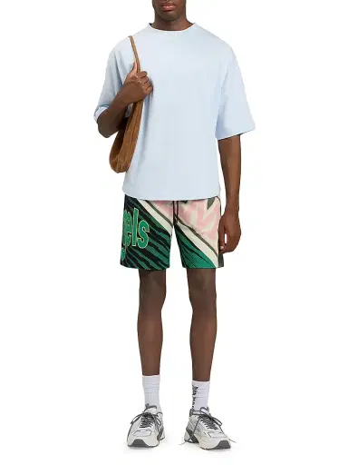 Palm Angels Men's Logo Cotton T-Shirt - Baby Blue Off White | Thumbnail 2 Palm Angels Men's Logo Cotton T-Shirt - Baby Blue Off White | Thumbnail 2