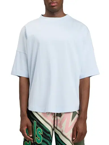 Palm Angels Men's Logo Cotton T-Shirt - Baby Blue Off White | Thumbnail 3 Palm Angels Men's Logo Cotton T-Shirt - Baby Blue Off White | Thumbnail 3