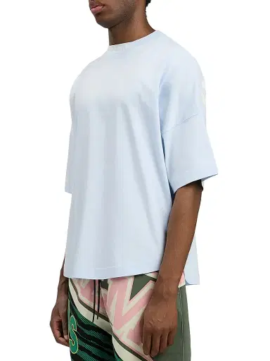 Palm Angels Men's Logo Cotton T-Shirt - Baby Blue Off White | Thumbnail 4 Palm Angels Men's Logo Cotton T-Shirt - Baby Blue Off White | Thumbnail 4
