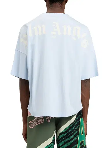 Palm Angels Men's Logo Cotton T-Shirt - Baby Blue Off White | Thumbnail 5 Palm Angels Men's Logo Cotton T-Shirt - Baby Blue Off White | Thumbnail 5