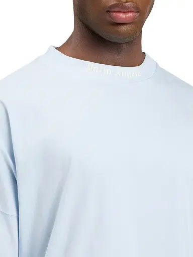 Palm Angels Men's Logo Cotton T-Shirt - Baby Blue Off White | Thumbnail 6 Palm Angels Men's Logo Cotton T-Shirt - Baby Blue Off White | Thumbnail 6