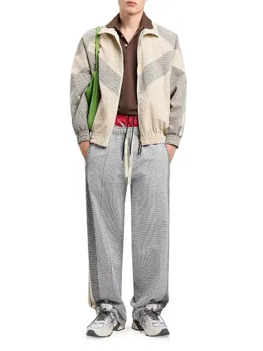 Palm Angels Men's Logo Vichy Track Pants - Grey Off White | Thumbnail 2 Palm Angels Men's Logo Vichy Track Pants - Grey Off White | Thumbnail 2