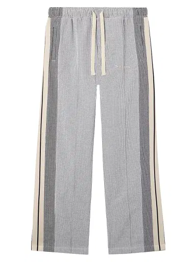 Palm Angels Men's Logo Vichy Track Pants - Grey Off White | Thumbnail 1 Palm Angels Men's Logo Vichy Track Pants - Grey Off White | Thumbnail 1