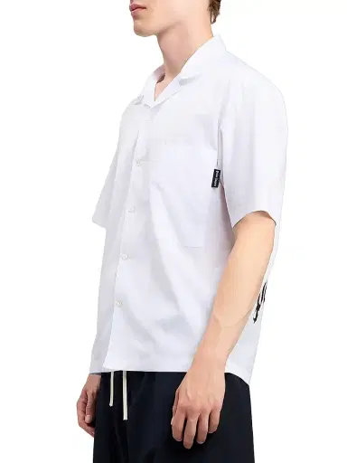 Palm Angels Men's Logo Camp-Collar Cotton Bowling Shirt - Off White Black | Thumbnail 4 Palm Angels Men's Logo Camp-Collar Cotton Bowling Shirt - Off White Black | Thumbnail 4
