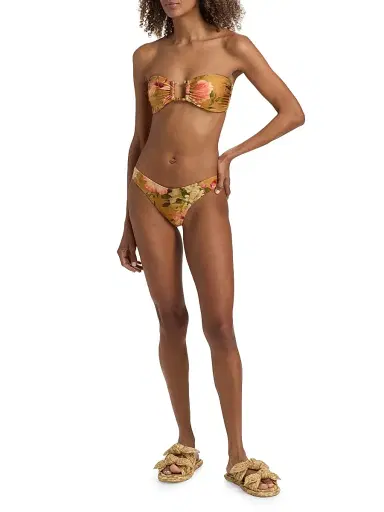 Zimmermann Women's Mahon Bamboo-Trim Bikini - Tan Hibiscus - Size 8 | Thumbnail 2 Zimmermann Women's Mahon Bamboo-Trim Bikini - Tan Hibiscus - Size 8 | Thumbnail 2