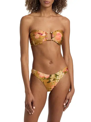 Zimmermann Women's Mahon Bamboo-Trim Bikini - Tan Hibiscus - Size 8 | Thumbnail 3 Zimmermann Women's Mahon Bamboo-Trim Bikini - Tan Hibiscus - Size 8 | Thumbnail 3