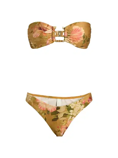 Zimmermann Women's Mahon Bamboo-Trim Bikini - Tan Hibiscus - Size 8 | Thumbnail 1 Zimmermann Women's Mahon Bamboo-Trim Bikini - Tan Hibiscus - Size 8 | Thumbnail 1