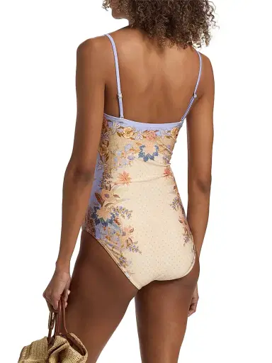 Zimmermann Women's Indra Bamboo-Trim One-Piece Swimsuit - Biscuit Scarf Floral - Size 2 | Thumbnail 4 Zimmermann Women's Indra Bamboo-Trim One-Piece Swimsuit - Biscuit Scarf Floral - Size 2 | Thumbnail 4
