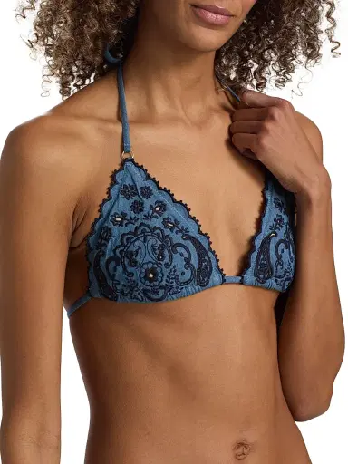Zimmermann Women's Aster Embroidered Denim Bikini - Denim - Size 8 | Thumbnail 5 Zimmermann Women's Aster Embroidered Denim Bikini - Denim - Size 8 | Thumbnail 5