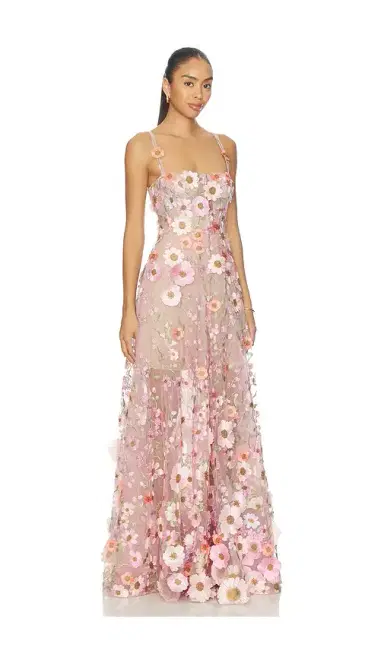 Bronx and Banco Venice 3d Floral Jasmine Maxi Gown | Thumbnail 2 Bronx and Banco Venice 3d Floral Jasmine Maxi Gown | Thumbnail 2