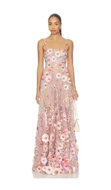 Bronx and Banco Venice 3d Floral Jasmine Maxi Gown | Thumbnail 1 Bronx and Banco Venice 3d Floral Jasmine Maxi Gown | Thumbnail 1