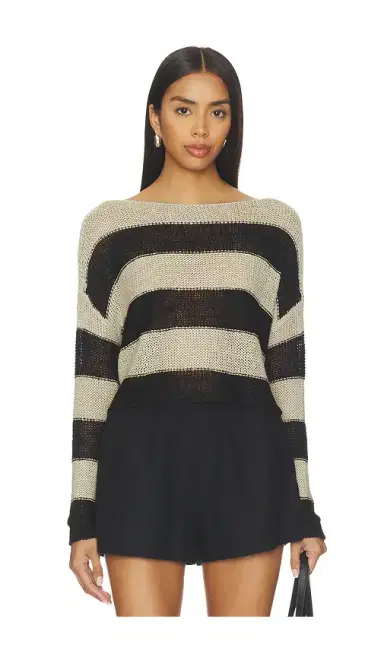ENZA COSTA Stripe Linen Bateau Sweater | Thumbnail 1 ENZA COSTA Stripe Linen Bateau Sweater | Thumbnail 1