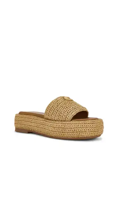 Coach Sculpted C Flatform Raffia Slide | Thumbnail 2 Coach Sculpted C Flatform Raffia Slide | Thumbnail 2