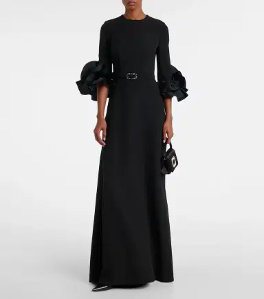 Safiyaa Belted ruffled crêpe gown | Thumbnail 2 Safiyaa Belted ruffled crêpe gown | Thumbnail 2