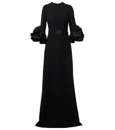 Safiyaa Belted ruffled crêpe gown | Thumbnail 1 Safiyaa Belted ruffled crêpe gown | Thumbnail 1