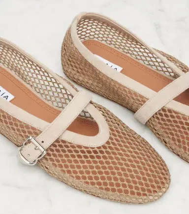 Alaïa Alaïa Suede-trimmed fishnet ballet flats | Thumbnail 5 Alaïa Alaïa Suede-trimmed fishnet ballet flats | Thumbnail 5