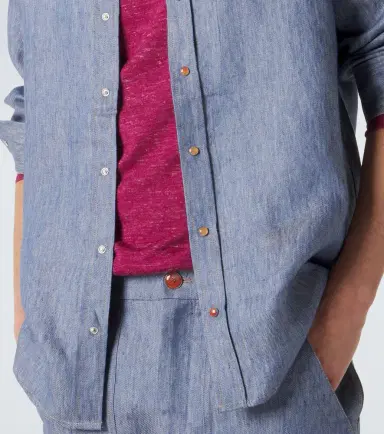 God’s True Cashmere Linen denim shirt with carnelian | Thumbnail 4 God’s True Cashmere Linen denim shirt with carnelian | Thumbnail 4