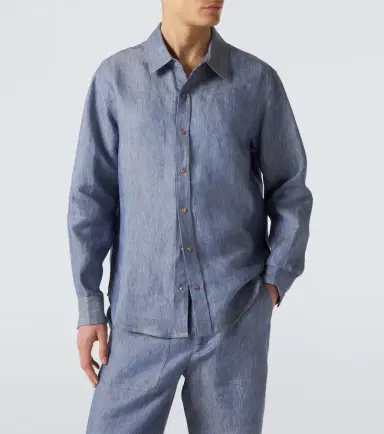 God’s True Cashmere Linen denim shirt with carnelian | Thumbnail 7 God’s True Cashmere Linen denim shirt with carnelian | Thumbnail 7