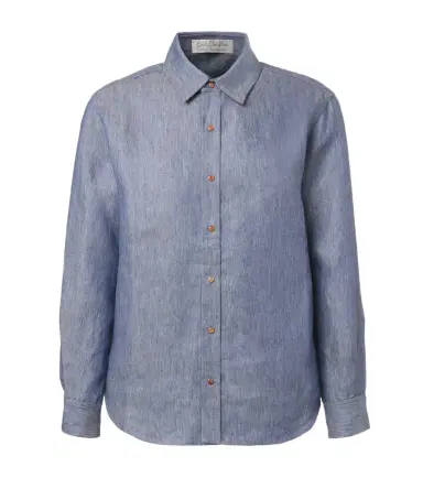 God’s True Cashmere Linen denim shirt with carnelian | Thumbnail 1 God’s True Cashmere Linen denim shirt with carnelian | Thumbnail 1