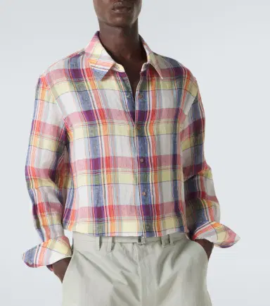 God's True Cashmere Daybreak plaid linen shirt with sunstone | Thumbnail 3 God's True Cashmere Daybreak plaid linen shirt with sunstone | Thumbnail 3