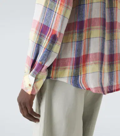 God's True Cashmere Daybreak plaid linen shirt with sunstone | Thumbnail 5 God's True Cashmere Daybreak plaid linen shirt with sunstone | Thumbnail 5
