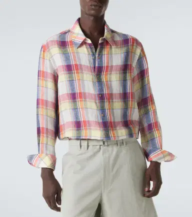 God's True Cashmere Daybreak plaid linen shirt with sunstone | Thumbnail 6 God's True Cashmere Daybreak plaid linen shirt with sunstone | Thumbnail 6