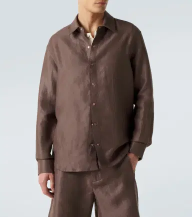 God's True Cashmere Linen shirt with orange sunstone | Thumbnail 3 God's True Cashmere Linen shirt with orange sunstone | Thumbnail 3