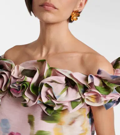 Carolina Herrera Floral off-shoulder linen and silk top | Thumbnail 5 Carolina Herrera Floral off-shoulder linen and silk top | Thumbnail 5