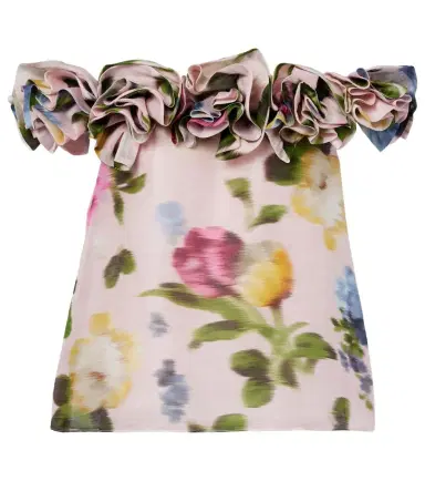 Carolina Herrera Floral off-shoulder linen and silk top | Thumbnail 1 Carolina Herrera Floral off-shoulder linen and silk top | Thumbnail 1