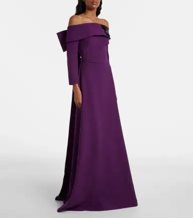 Safiyaa Lunelle embellished off-shoulder crêpe gown | Thumbnail 2 Safiyaa Lunelle embellished off-shoulder crêpe gown | Thumbnail 2