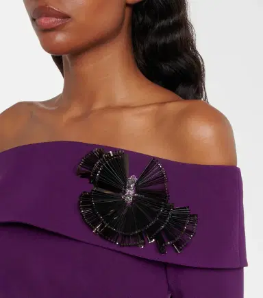 Safiyaa Lunelle embellished off-shoulder crêpe gown | Thumbnail 7 Safiyaa Lunelle embellished off-shoulder crêpe gown | Thumbnail 7