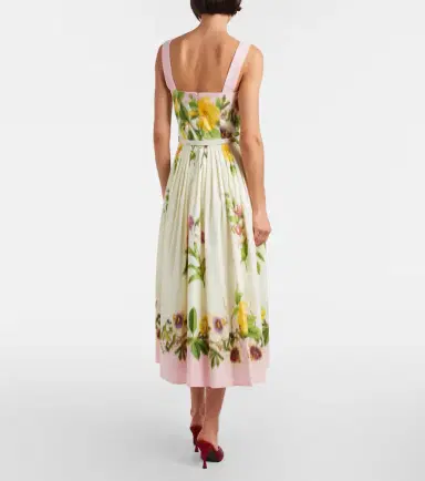 Oscar de la Renta Belted floral cotton-blend poplin midi dress | Thumbnail 2 Oscar de la Renta Belted floral cotton-blend poplin midi dress | Thumbnail 2