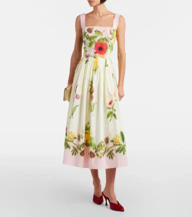 Oscar de la Renta Belted floral cotton-blend poplin midi dress | Thumbnail 5 Oscar de la Renta Belted floral cotton-blend poplin midi dress | Thumbnail 5