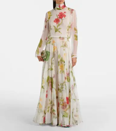 Oscar de la Renta Floral silk chiffon gown | Thumbnail 3 Oscar de la Renta Floral silk chiffon gown | Thumbnail 3