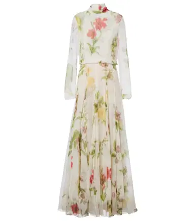 Oscar de la Renta Floral silk chiffon gown | Thumbnail 1 Oscar de la Renta Floral silk chiffon gown | Thumbnail 1