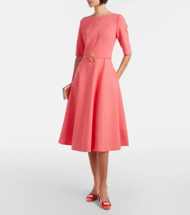 Oscar de la Renta Belted wool-blend midi dress | Thumbnail 2 Oscar de la Renta Belted wool-blend midi dress | Thumbnail 2