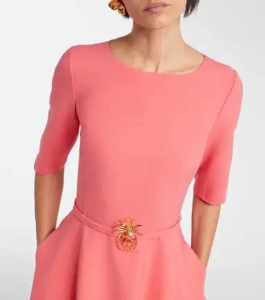 Oscar de la Renta Belted wool-blend midi dress | Thumbnail 4 Oscar de la Renta Belted wool-blend midi dress | Thumbnail 4