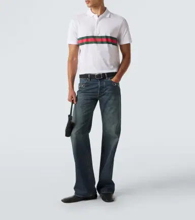 Gucci Web Stripe cotton jersey polo shirt | Thumbnail 2 Gucci Web Stripe cotton jersey polo shirt | Thumbnail 2