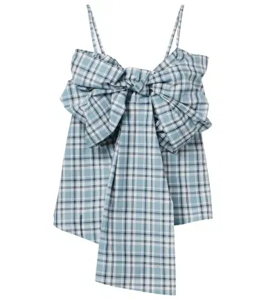 Acne Studios Bow-detail checked cotton top | Thumbnail 1 Acne Studios Bow-detail checked cotton top | Thumbnail 1