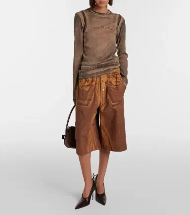 Acne Studios Printed cotton Bermuda shorts | Thumbnail 2 Acne Studios Printed cotton Bermuda shorts | Thumbnail 2