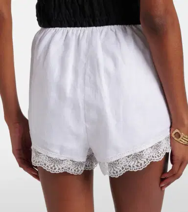 Staud Von lace-trimmed linen shorts | Thumbnail 3 Staud Von lace-trimmed linen shorts | Thumbnail 3